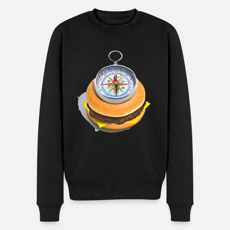Cheeseburger Kompass - Männer Premium Bio Pullover - Schwarz