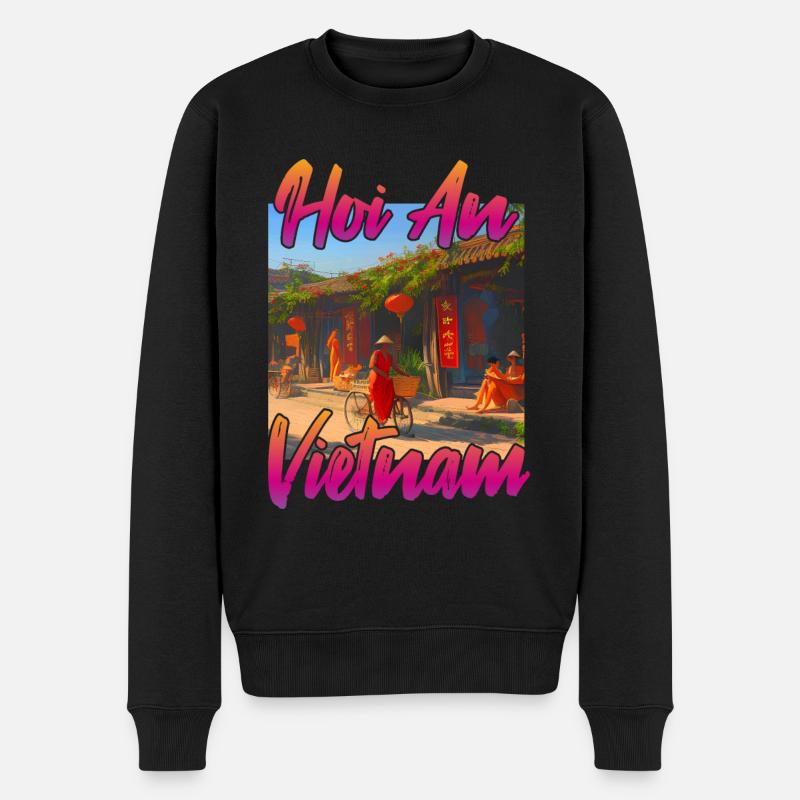 Coucher de soleil à Hoi An Vietnam - Pull Premium bio Homme - noir