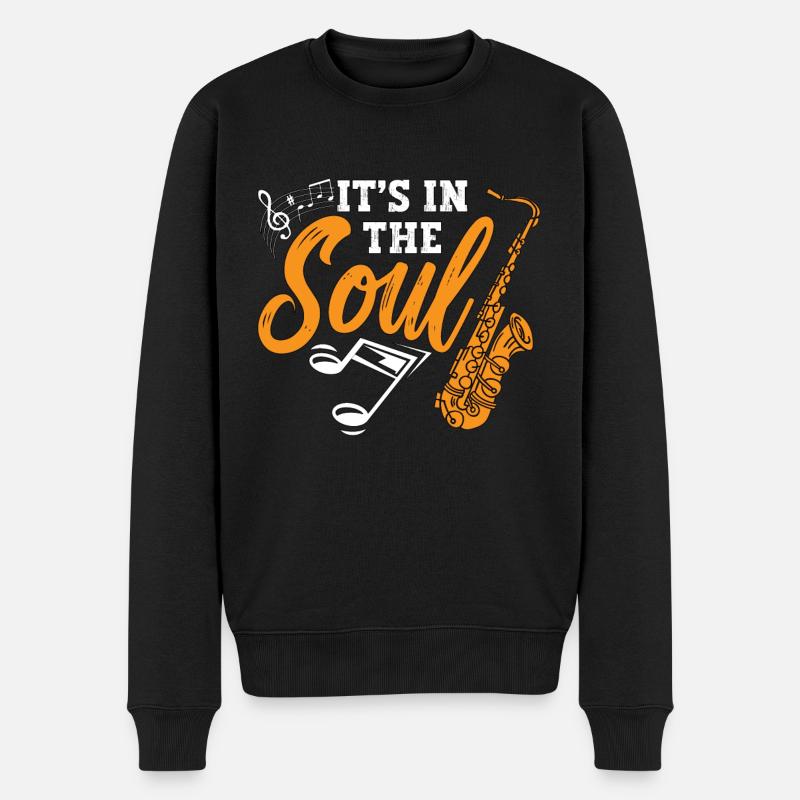 Saxophone It's In The Soul Loves Wind Instrument - Männer Premium Bio Pullover - Schwarz