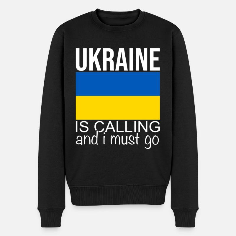 Ukraine Spruch - Männer Premium Bio Pullover - Schwarz