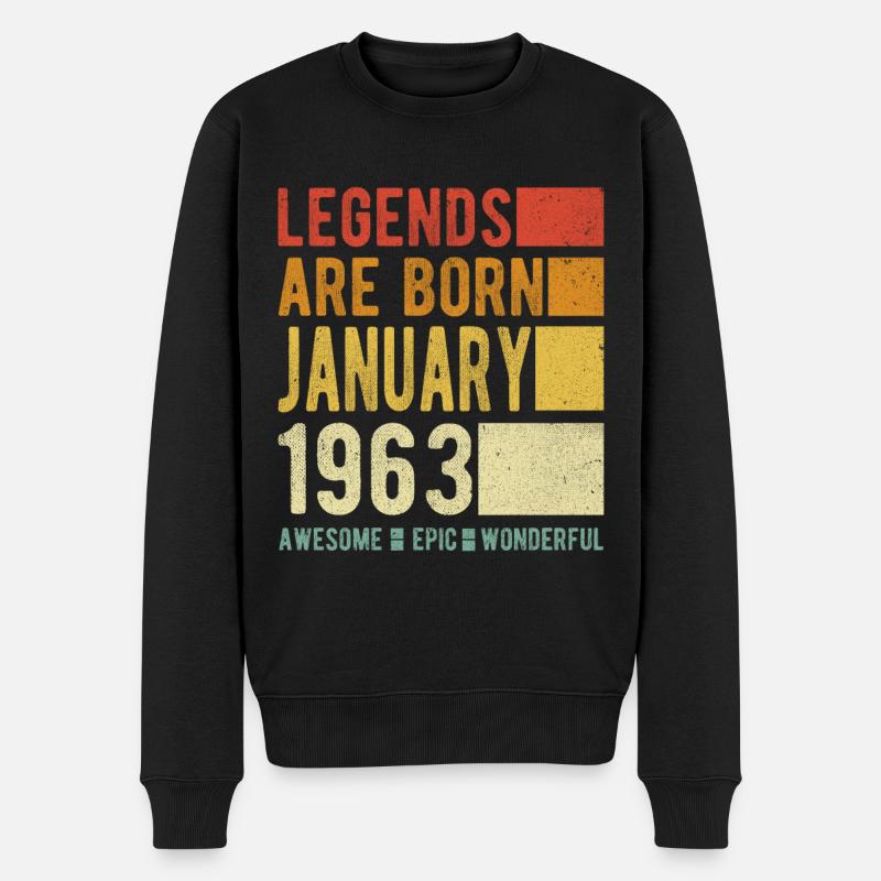 Anniversaire Janvier 1963 - Pull Premium bio Homme - noir