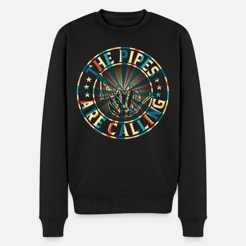 The Pipes Are Calling - Bagpipe Funny Bagpiper - Männer Premium Bio Pullover - Schwarz
