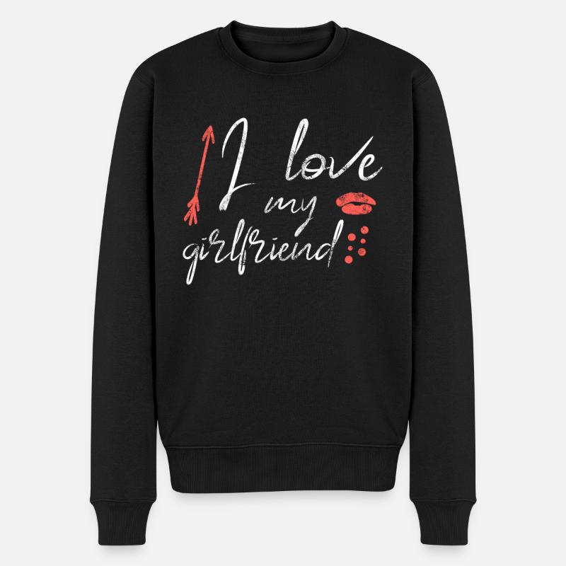 Ich liebe meine Freundin - Männer Premium Bio Pullover - Schwarz
