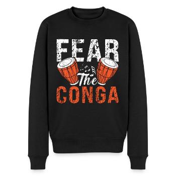 Conga Fear The Conga Drummer Instrument Percussion - Men's Premium Organic Jumper - black - Front - Nico (187cm)