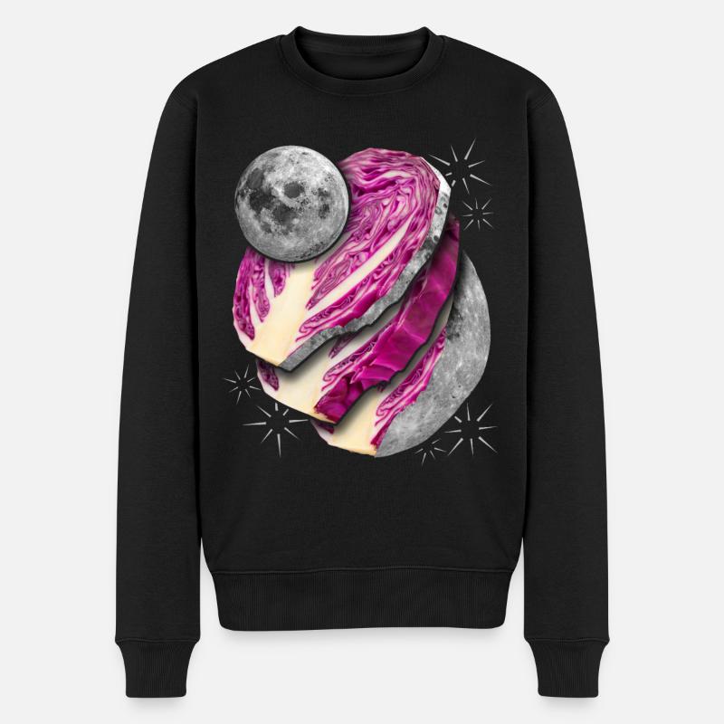 Surrealismus, Vollmond in Scheiben, Rotkohl - Männer Premium Bio Pullover - Schwarz