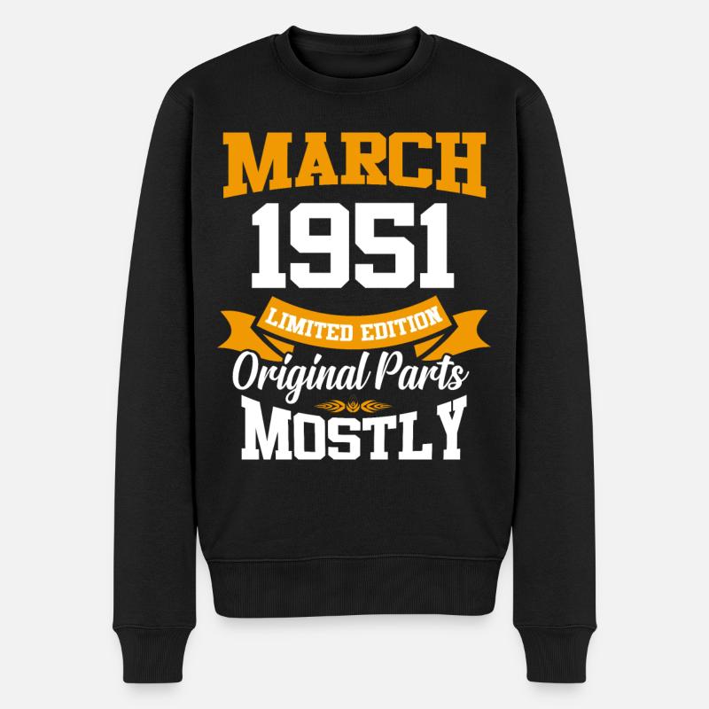 Mars 1951 Vintage Cadeau d’anniversaire - Pull Premium bio Homme - noir