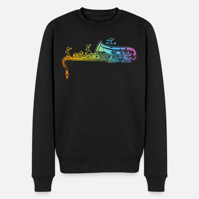 Saxophone Player Stick Figure Saxophone Saxophonis - Pull Premium bio Homme - noir