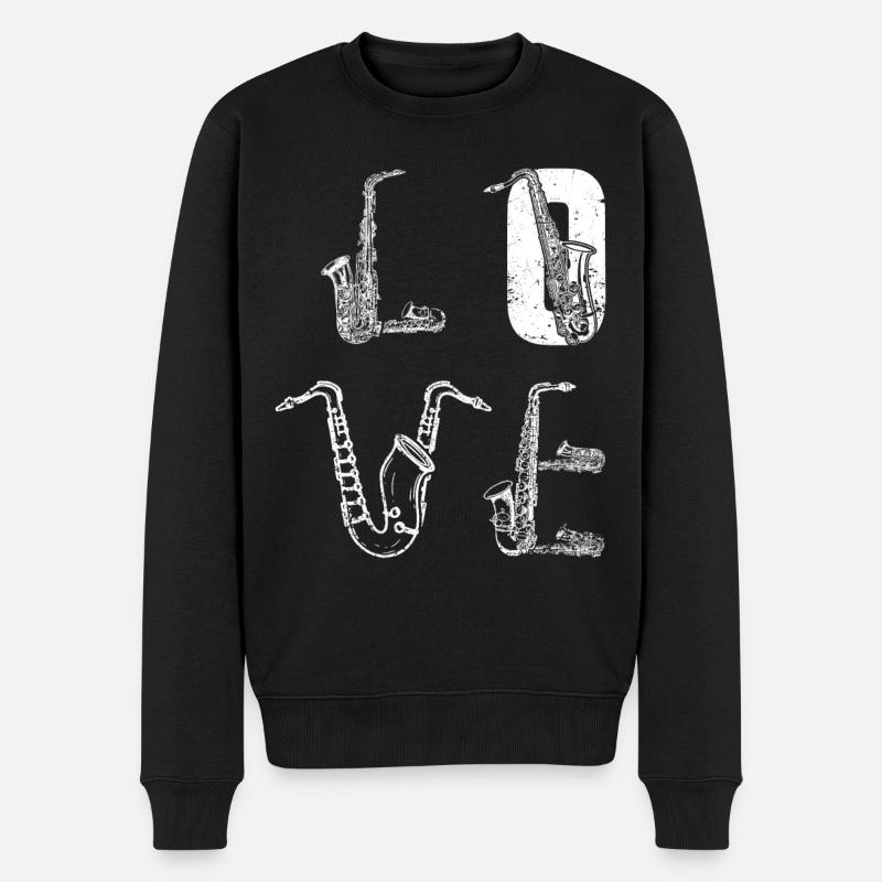 Saxophoniste Saxophoniste Saxophone LOVE - Pull Premium bio Homme - noir