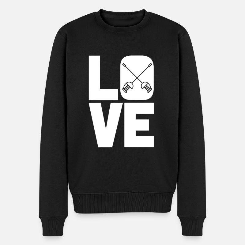 Liebe Fechten - Männer Premium Bio Pullover - Schwarz