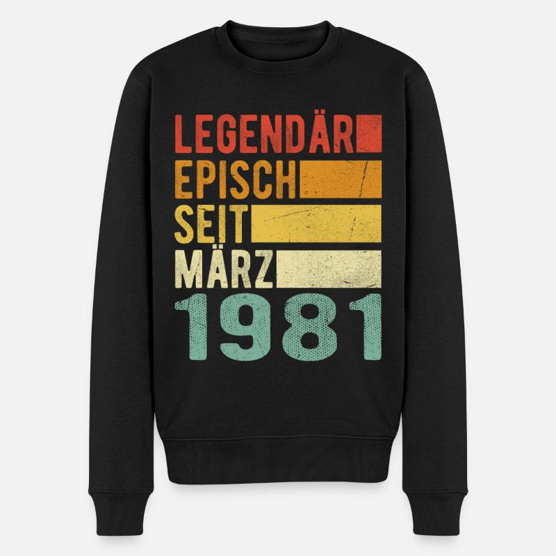 Legendär seit März 1981 - Männer Premium Bio Pullover - Schwarz