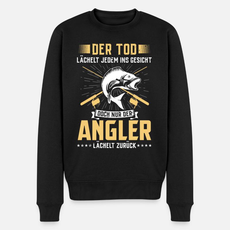 Angeln - Männer Premium Bio Pullover - Schwarz
