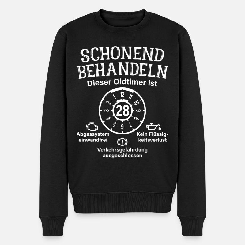 28. Geburtstag Schonend Behandeln Oldtimer Ist 28 - Männer Premium Bio Pullover - Schwarz