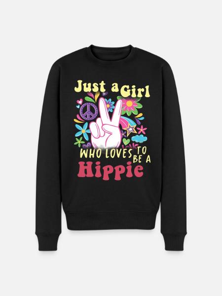 Hippie Fred Groovy Flowerpower Boho Woodstock - Økologisk premium-sweatshirt til mænd - sort