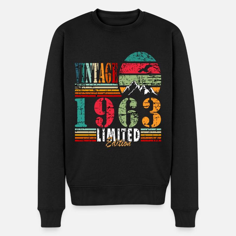 Hergestellt 1963, Geboren 1963 Geburtstag - Männer Premium Bio Pullover - Schwarz