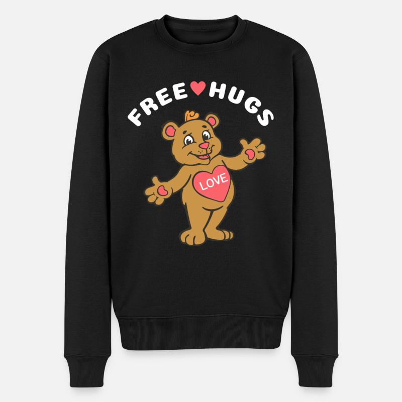Free Hugs Teddy Bear - Männer Premium Bio Pullover - Schwarz