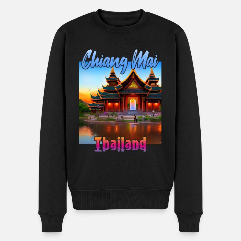 Chiang Mai Sonnenuntergang - Männer Premium Bio Pullover - Schwarz