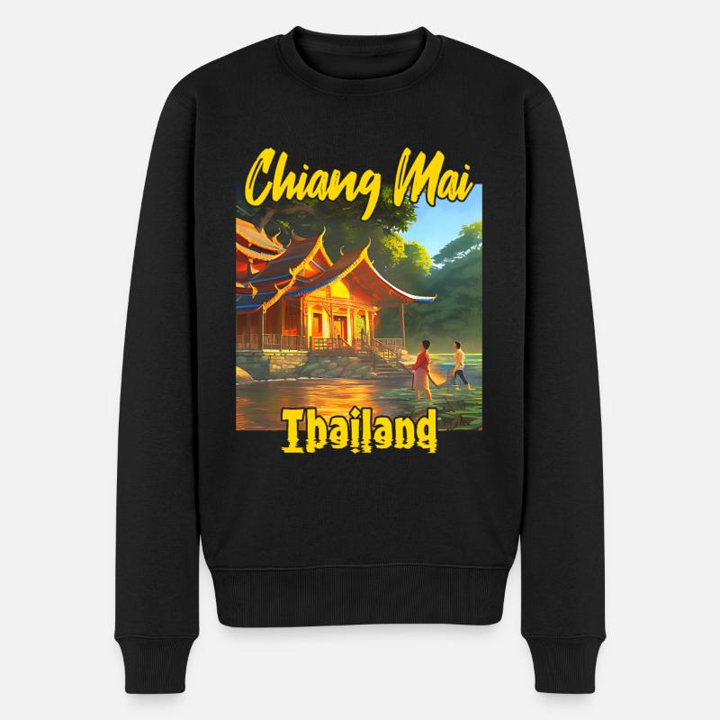 Chiang Mai Sonnenuntergang - Männer Premium Bio Pullover - Schwarz