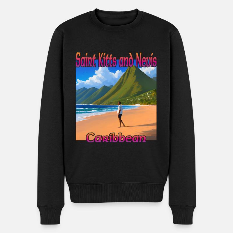 Plage à Saint-Kitts-et-Nevis - Pull Premium bio Homme - noir
