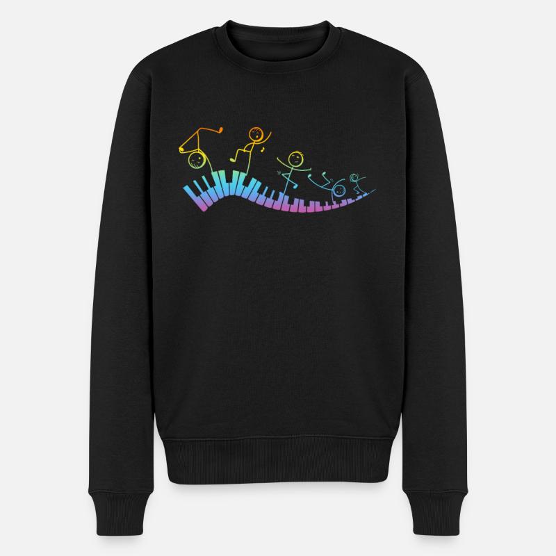 Piano Keyboard - Funny Piano Stick Figure Keyboard - Männer Premium Bio Pullover - Schwarz