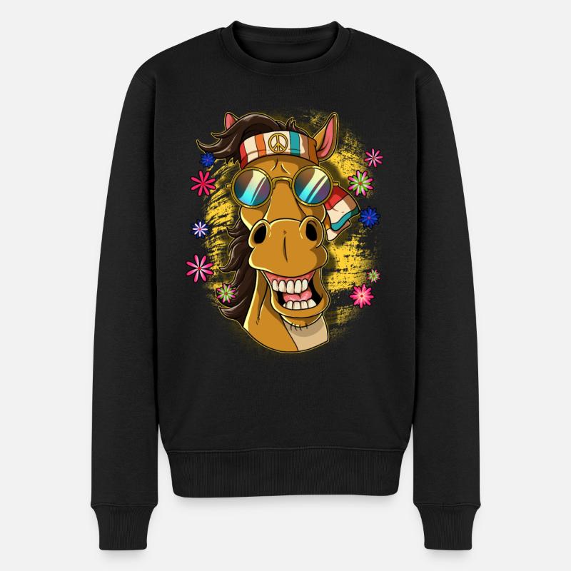 60er 70er Jahre Kostüm Groovy Hippie - Männer Premium Bio Pullover - Schwarz