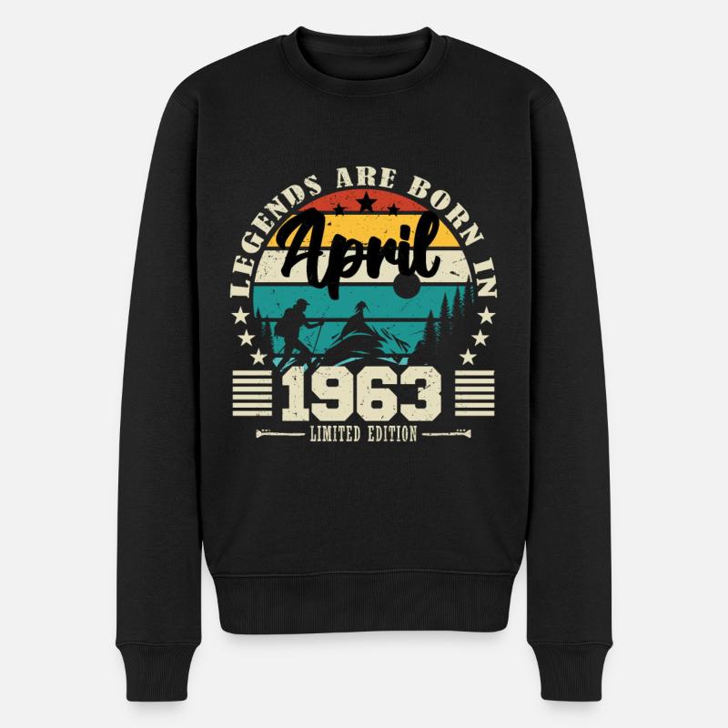 April 1963 Geburtstagsgeschenk April 1963. April - Männer Premium Bio Pullover - Schwarz