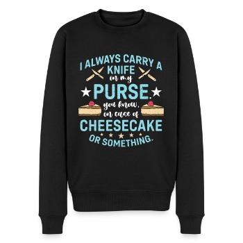 Cheesecake I Always Carry A Knife In My Desserts - Männer Premium Bio Pullover - Schwarz - Vorne - Nico (187cm)