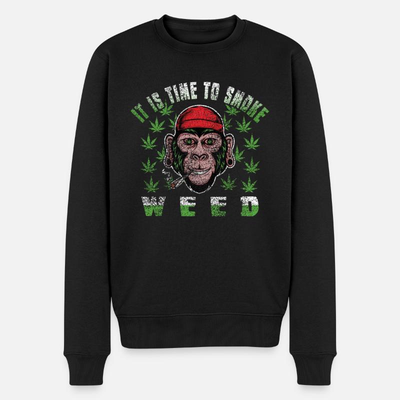 Kiffen Weed Spruch - Männer Premium Bio Pullover - Schwarz