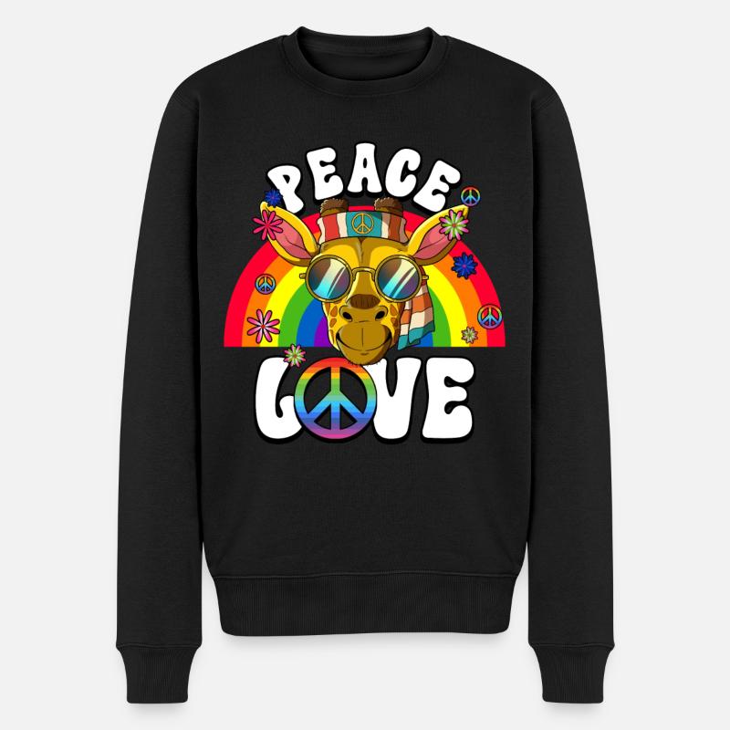 60er 70er Jahre Kostüm Peace Love Hippie - Männer Premium Bio Pullover - Schwarz