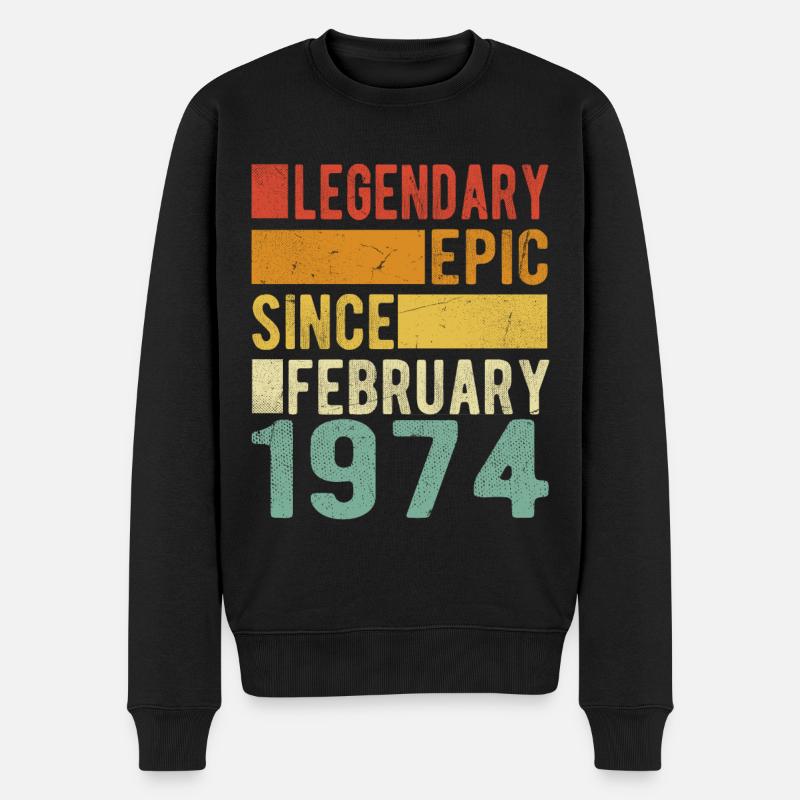 Anniversaire février 1974 Épopée légendaire - Pull Premium bio Homme - noir