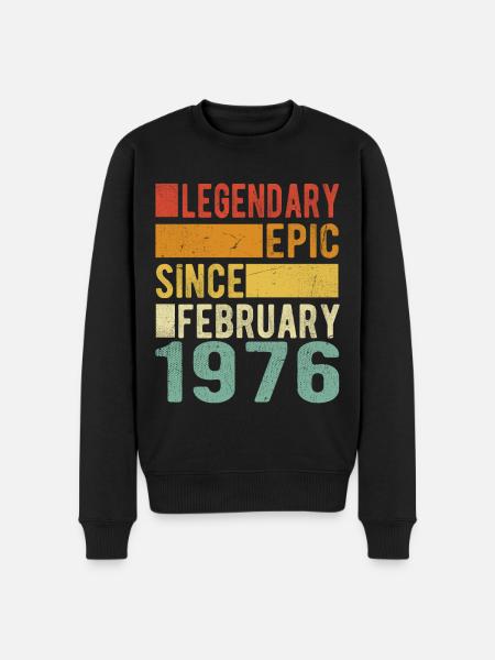 Birthday February 1976 Legendary epic - Men's Premium Organic Jumper - black
