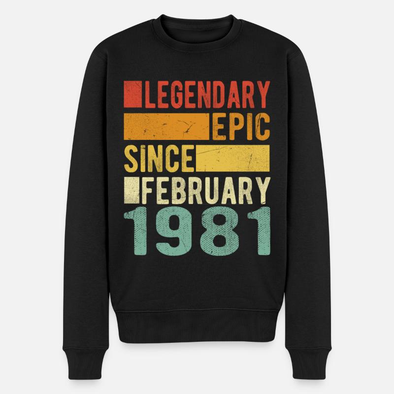 Anniversaire février 1981 Épopée légendaire - Pull Premium bio Homme - noir