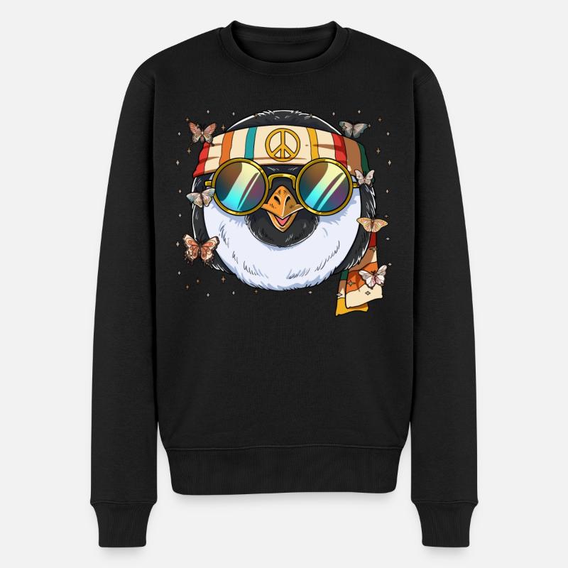 60er 70er Jahre Kostüm Groovy Hippie - Männer Premium Bio Pullover - Schwarz