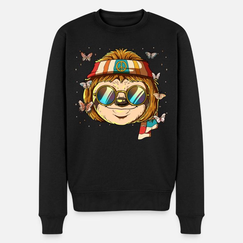 60er 70er Jahre Kostüm Groovy Hippie - Männer Premium Bio Pullover - Schwarz