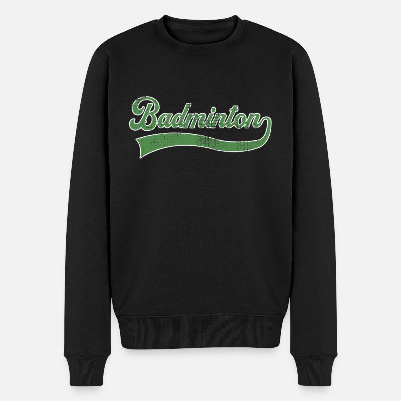 Badminton Schriftzug - Männer Premium Bio Pullover - Schwarz