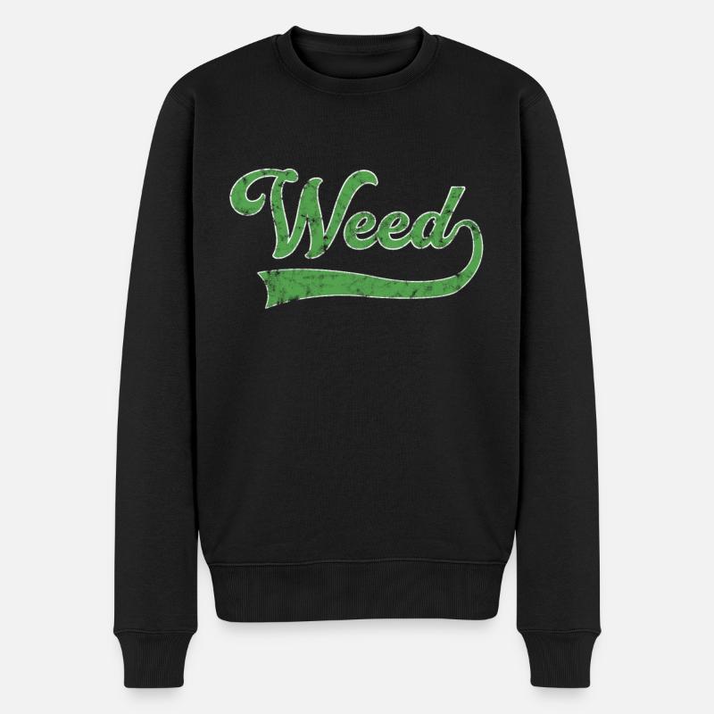Weed Schriftzug - Männer Premium Bio Pullover - Schwarz