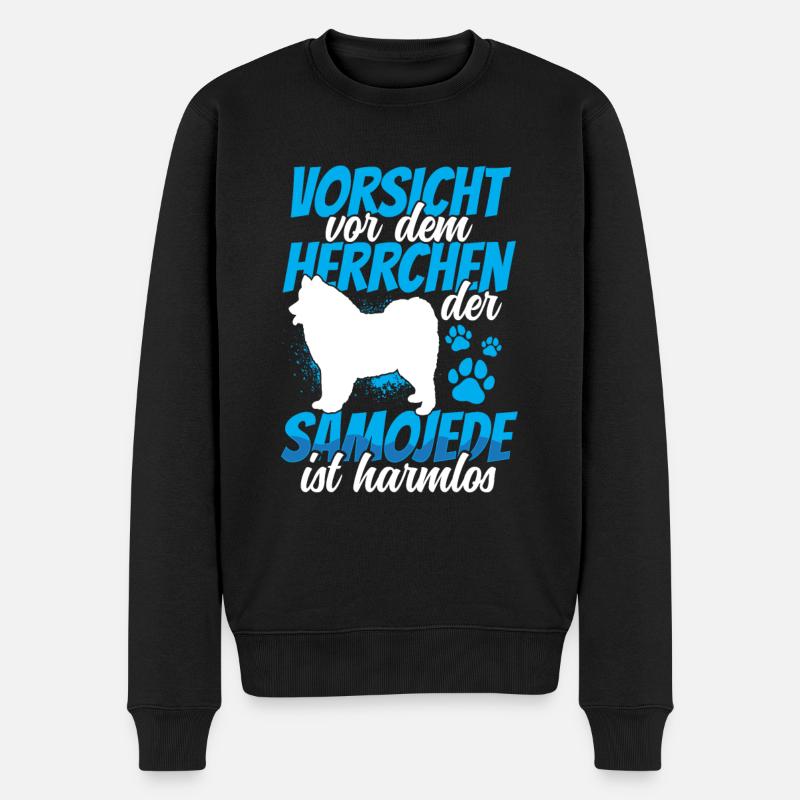 Samojede ist harmlos Samojedenspitz - Männer Premium Bio Pullover - Schwarz