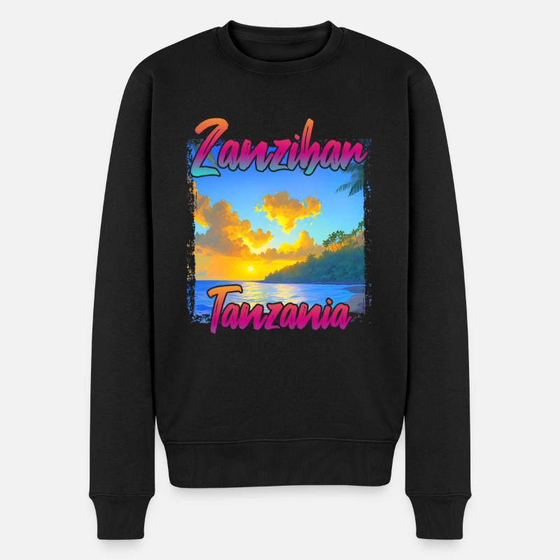 Coucher de soleil à Zanzibar, Tanzanie - Pull Premium bio Homme - noir