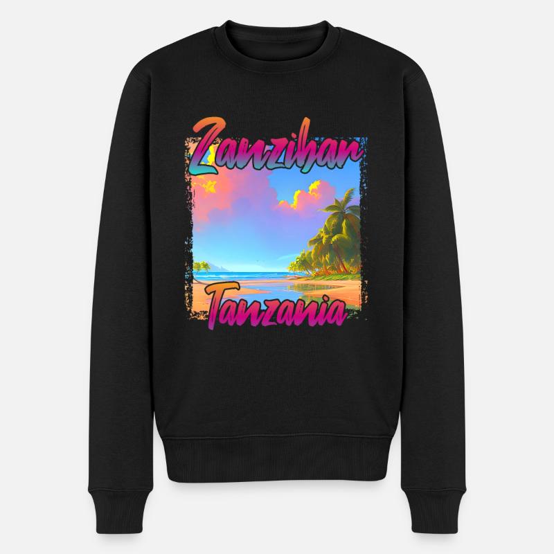 Coucher de soleil à Zanzibar, Tanzanie - Pull Premium bio Homme - noir