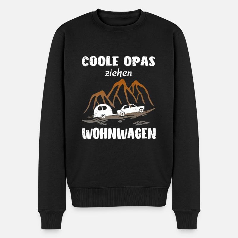 Wohnwagen Camping Opa - Männer Premium Bio Pullover - Schwarz