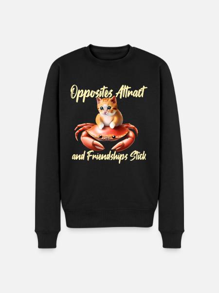 Cat on a crab - friendship - Men's Premium Organic Jumper - black
