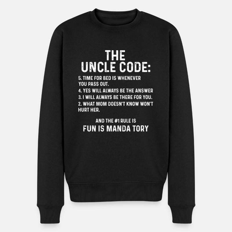 Drôles de cadeaux d’oncle de nièce neveu Le code de l’oncle - Pull Premium bio Homme - noir