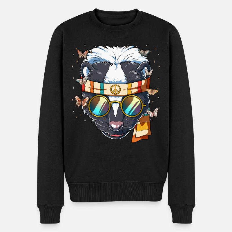 60er 70er Jahre Kostüm Groovy Hippie - Männer Premium Bio Pullover - Schwarz