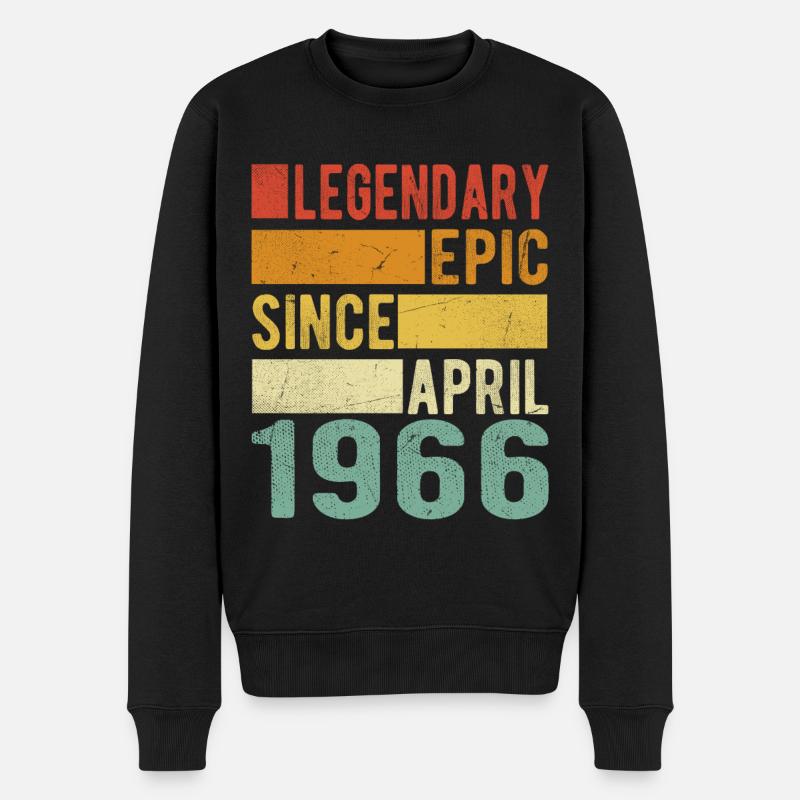 Anniversaire avril 1966 Épopée légendaire - Pull Premium bio Homme - noir
