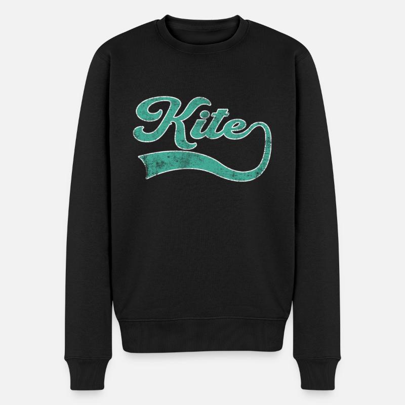 Kite Schriftzug - Männer Premium Bio Pullover - Schwarz