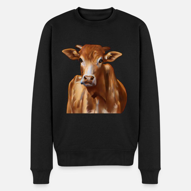 Vache suisse brune - Pull Premium bio Homme - noir