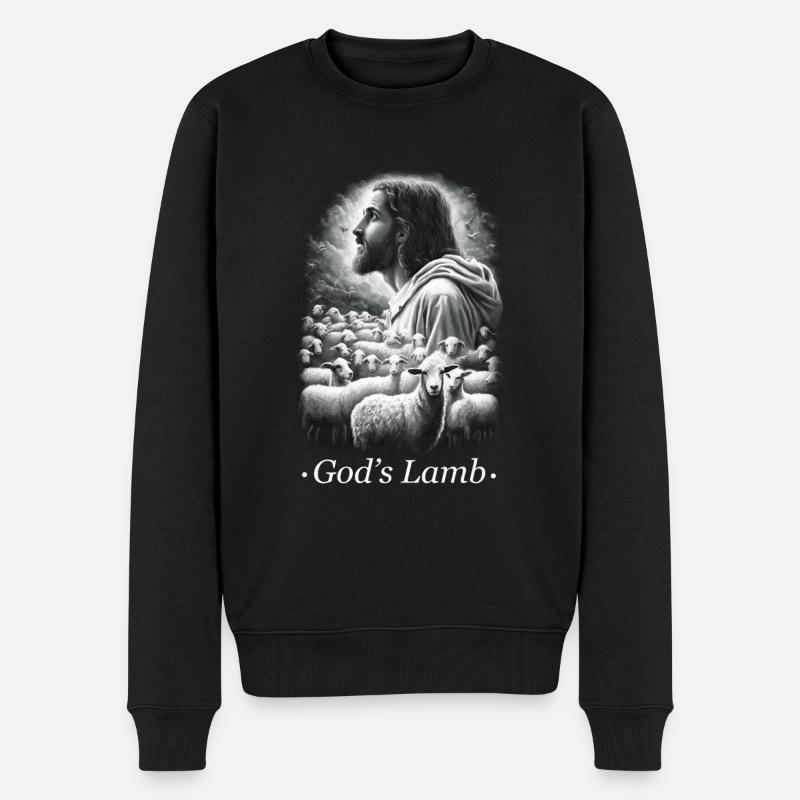 Jesus Christus Lamm Gottes Christliches - Männer Premium Bio Pullover - Schwarz