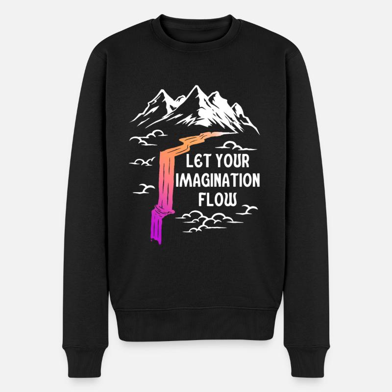 Space River Mountain Imagination - Männer Premium Bio Pullover - Schwarz
