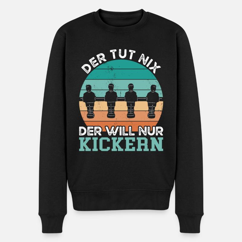 Der Will Nur Kickern - Männer Premium Bio Pullover - Schwarz