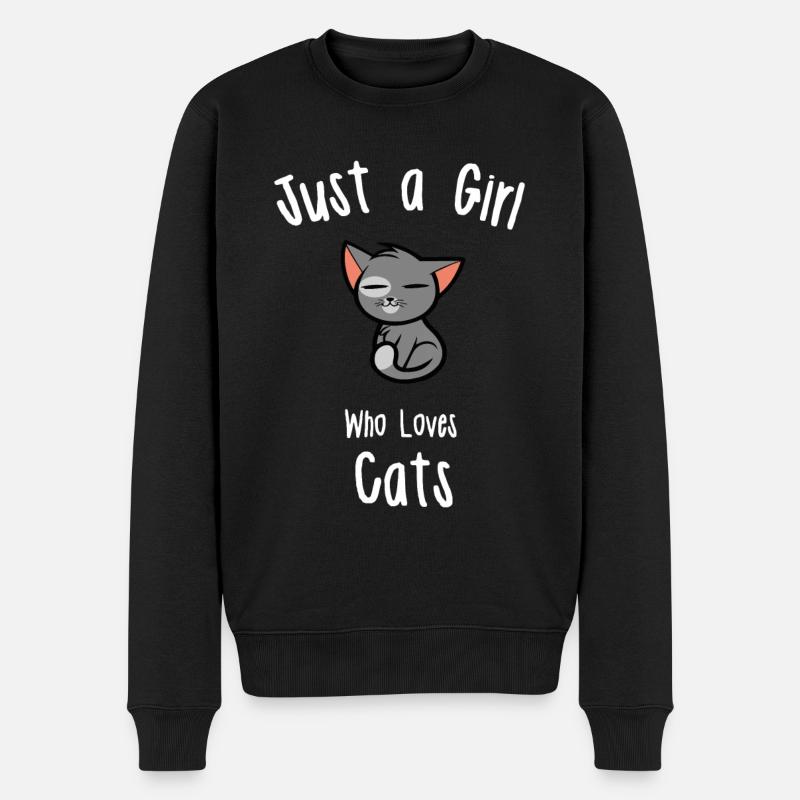 Katzenidee für Mädchen - Männer Premium Bio Pullover - Schwarz