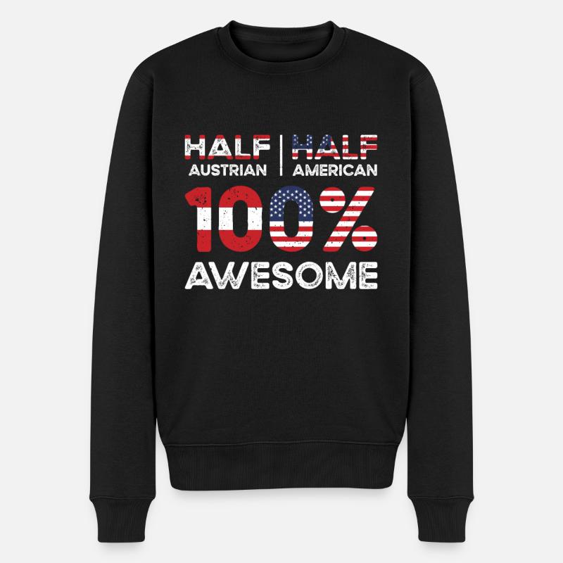 Moitié Autriche Autriche États-Unis - Pull Premium bio Homme - noir
